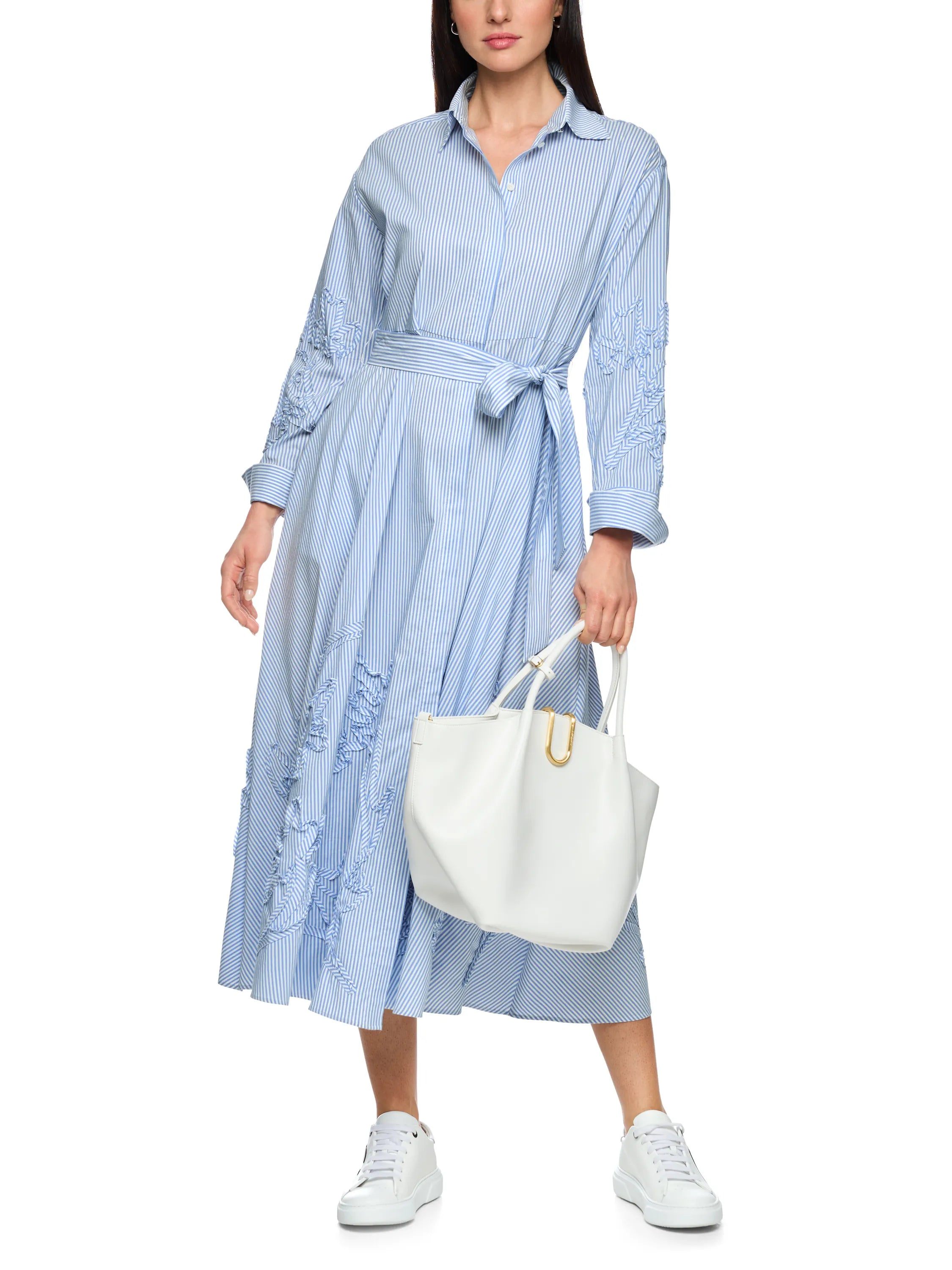 Hemdblusenkleid Midi mit Stickerei