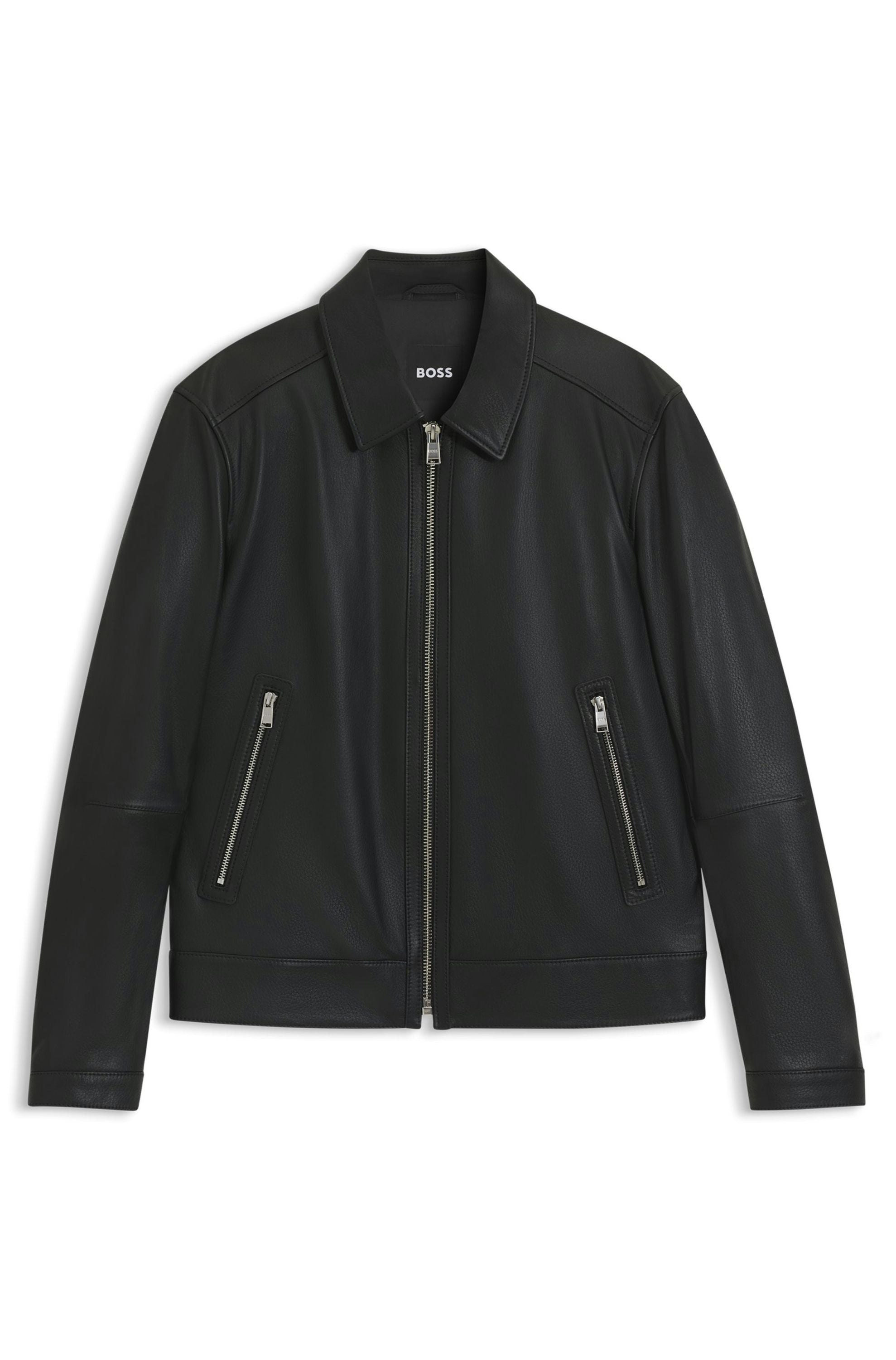 Lederjacke mit aufliegendem Kragen
