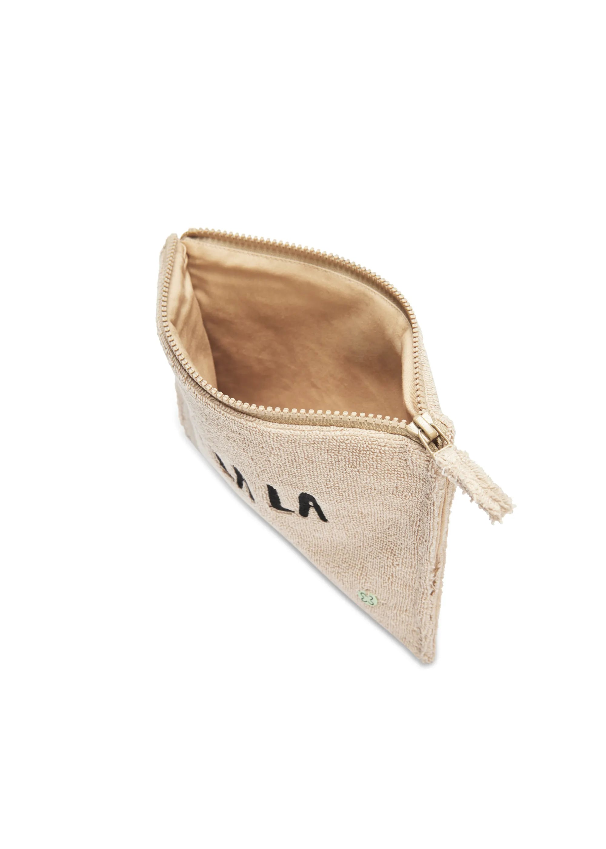 Frottee-Kosmetiktasche aus Baumwolle mit Schriftzug