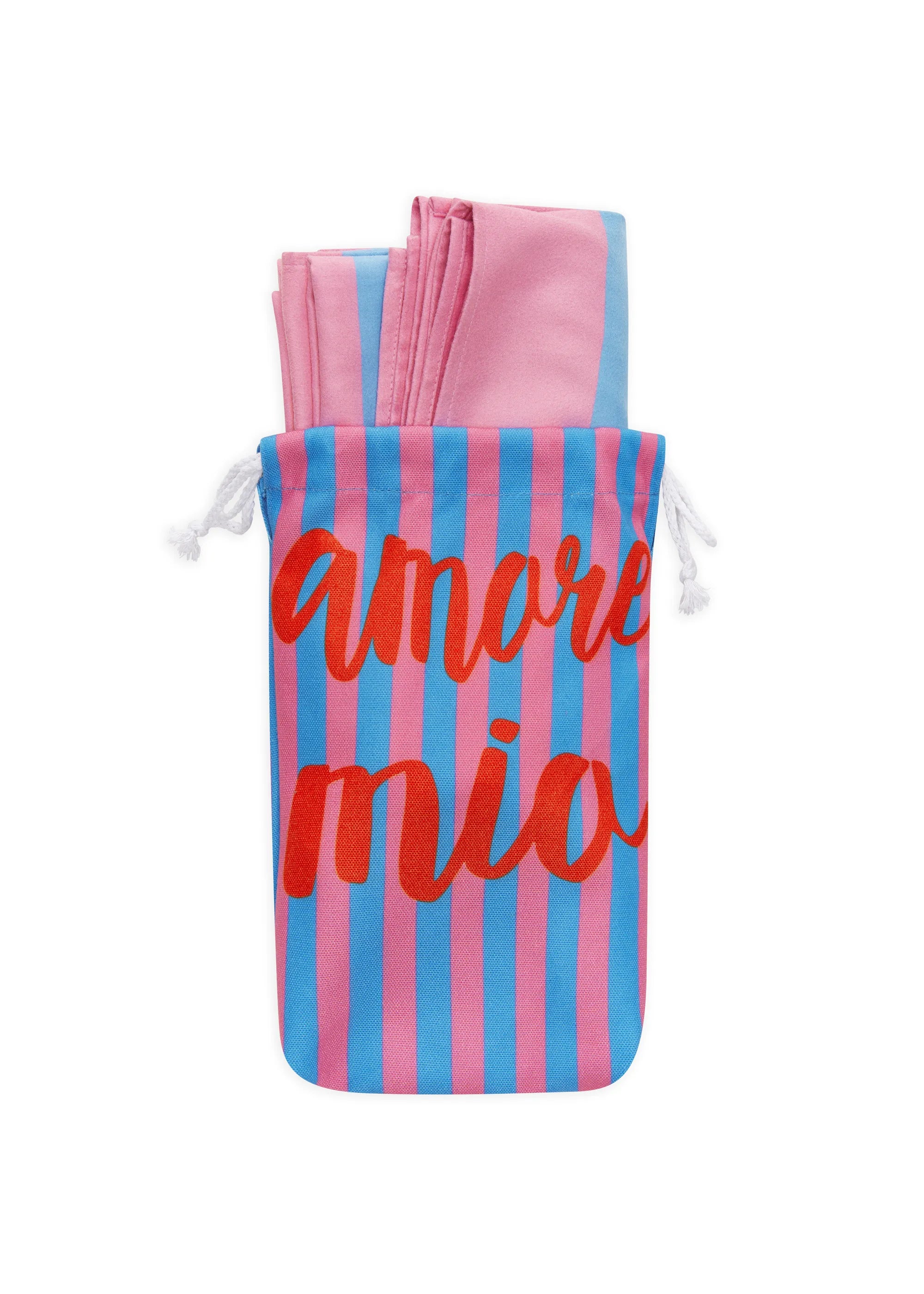 Handtuch gestreift mit amore mio-Schriftzug
