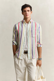 Leinenhemd gestreift Regular Fit