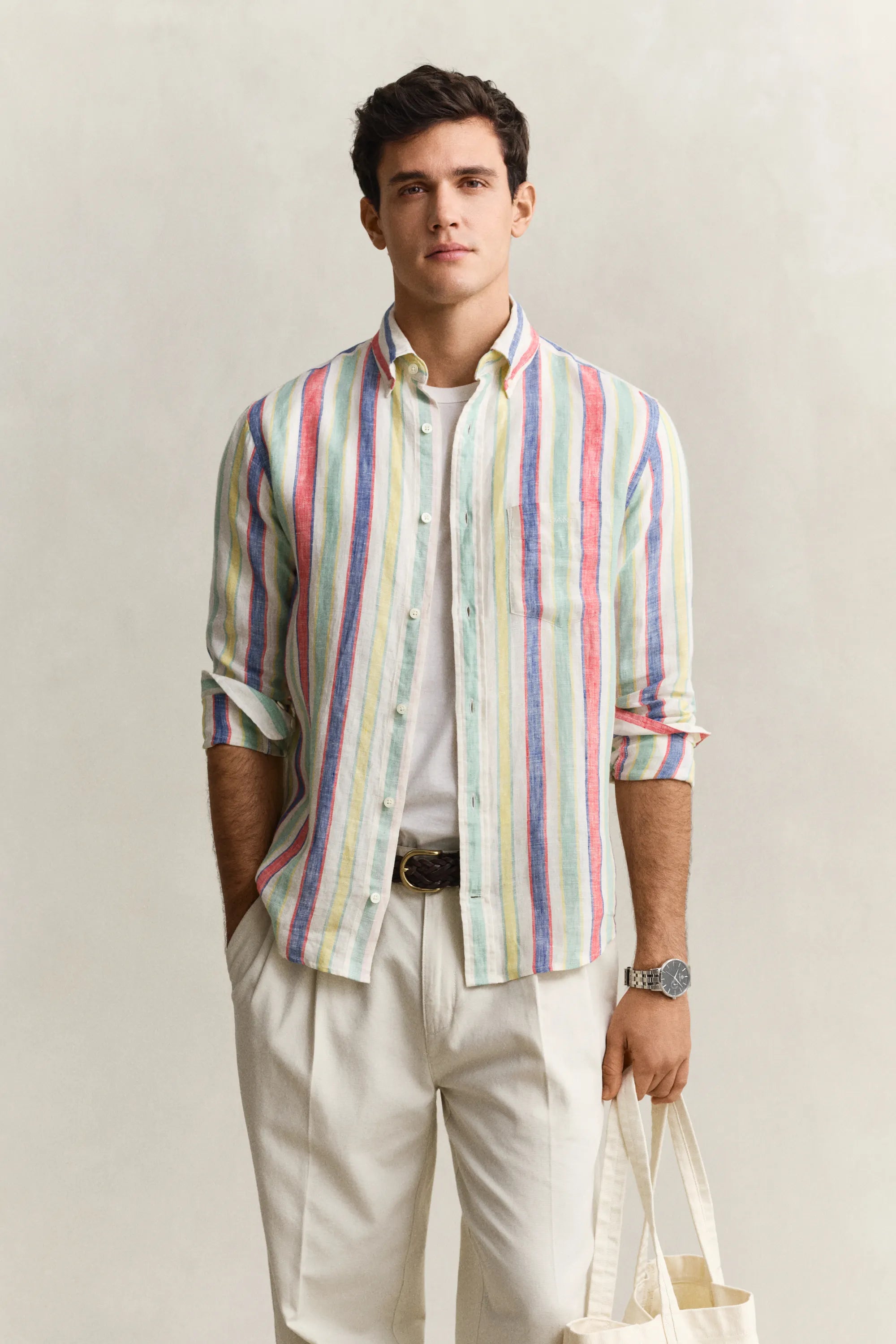 Leinenhemd gestreift Regular Fit