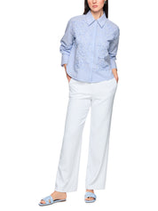 Bluse gestreift mit Blumendetails