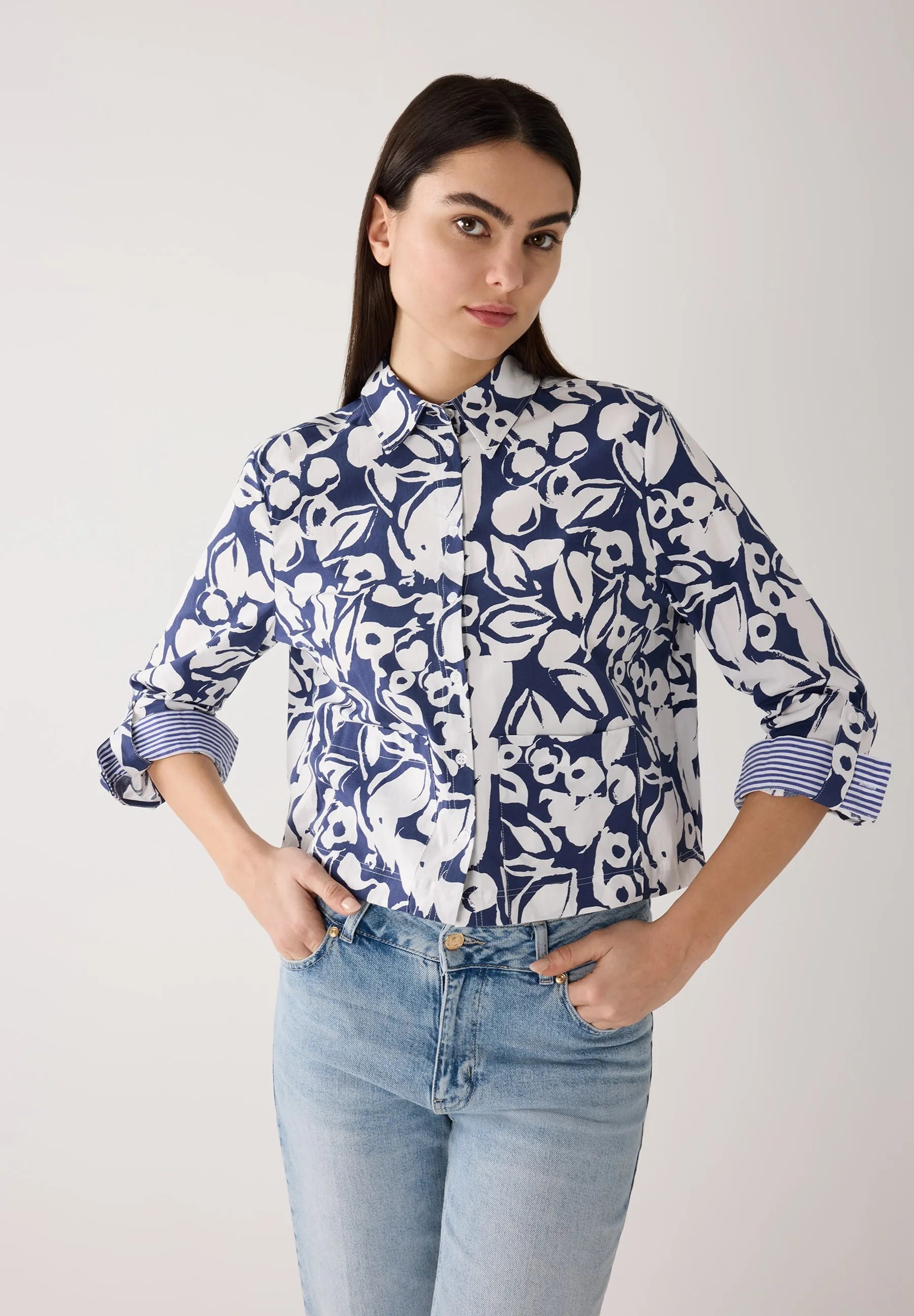 Bluse cropped aus Baumwolle