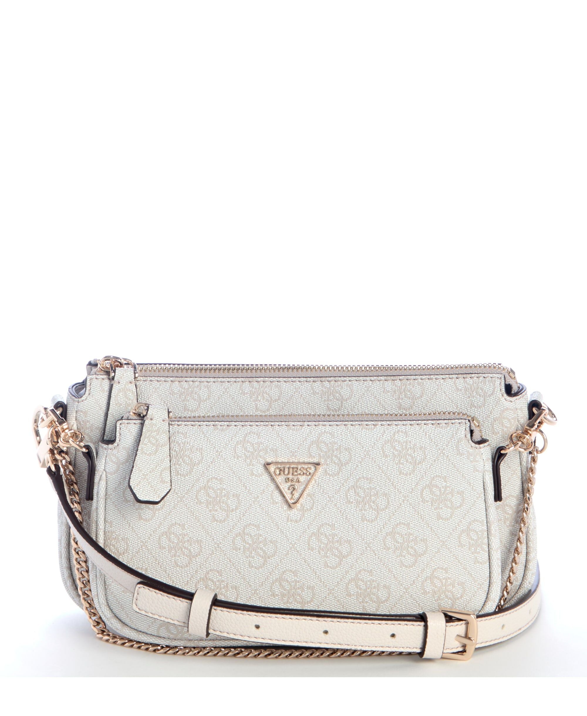 NOELLE II DBL POUCH CROSSBODY, BONE LOGO