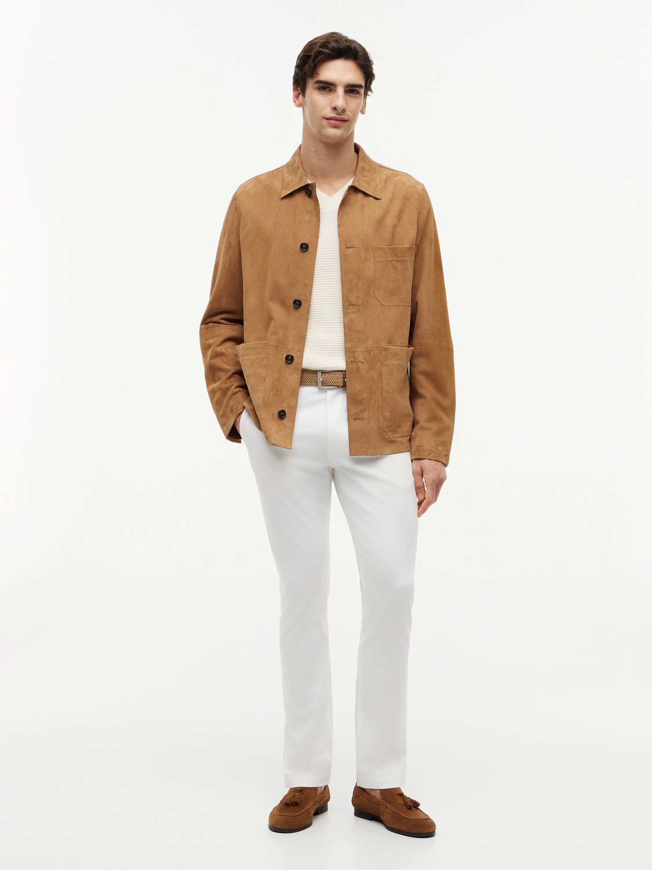 Lederjacke mit aufliegendem Kragen