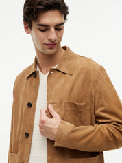 Lederjacke mit aufliegendem Kragen