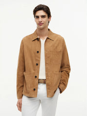 Lederjacke mit aufliegendem Kragen