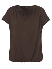 T-Shirt mit Wasserfall-Kragen