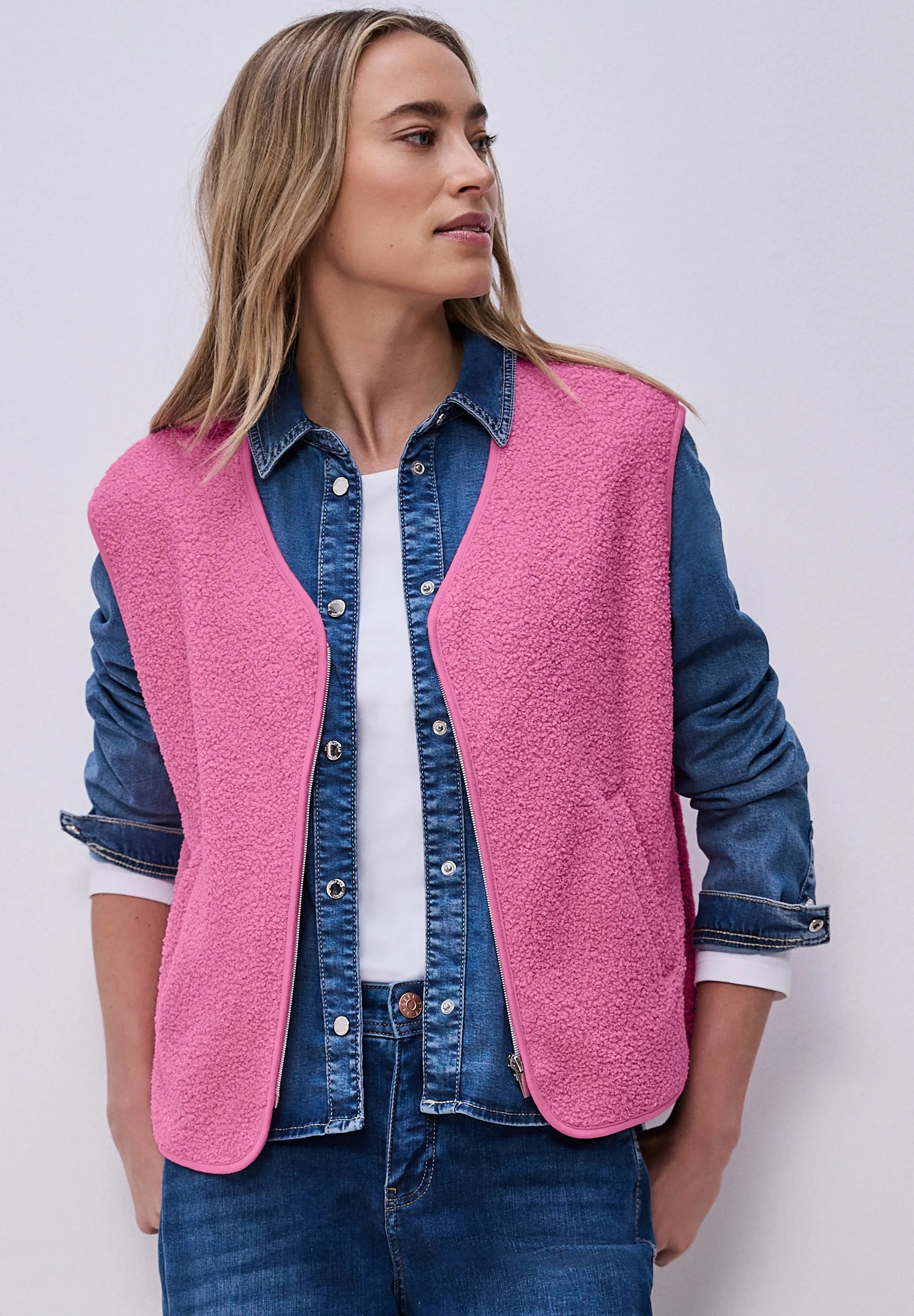 Teddy-Weste mit V-Neck