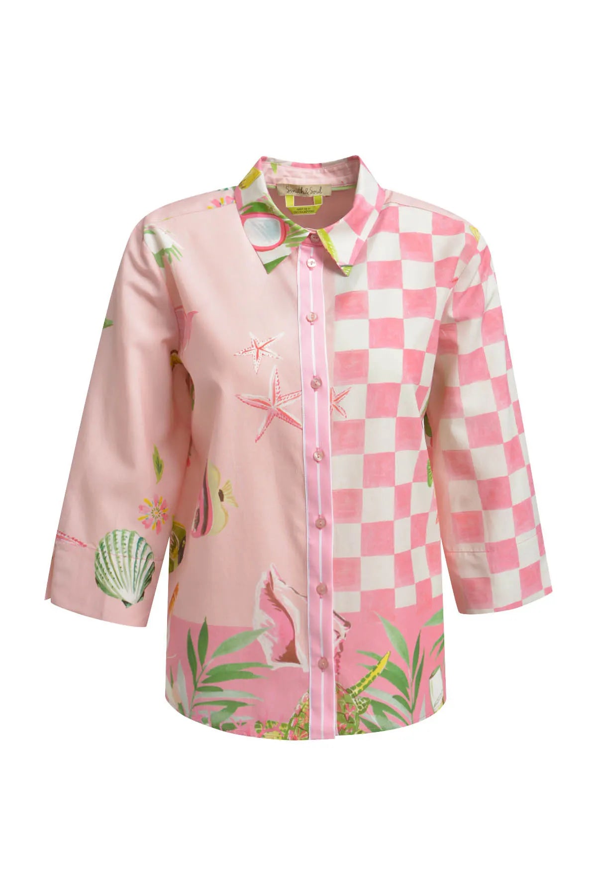 Bluse gemustert aufliegender Kragen