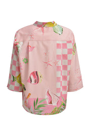Bluse gemustert aufliegender Kragen
