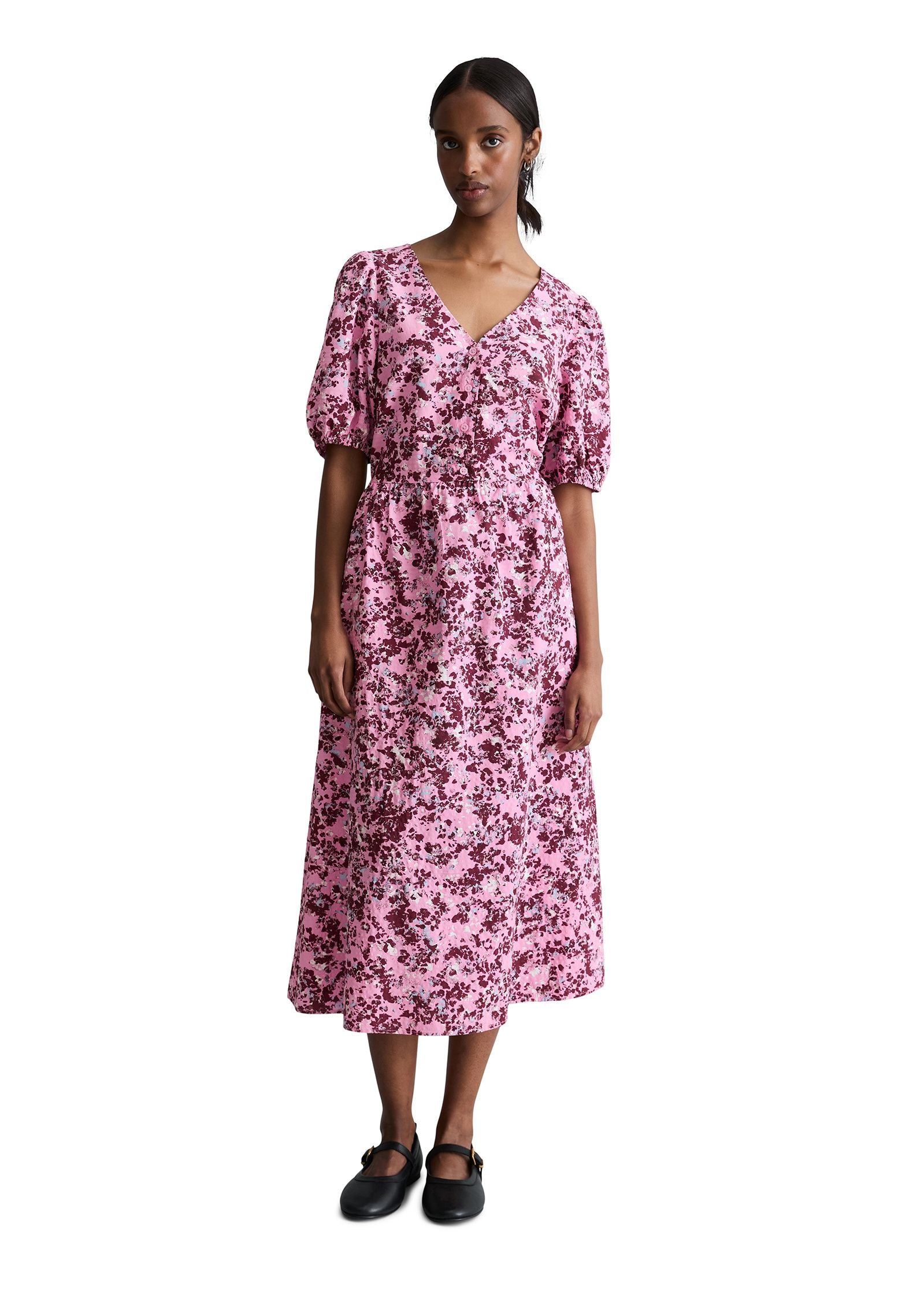 Freizeitkleid Midi mit V-Ausschnitt