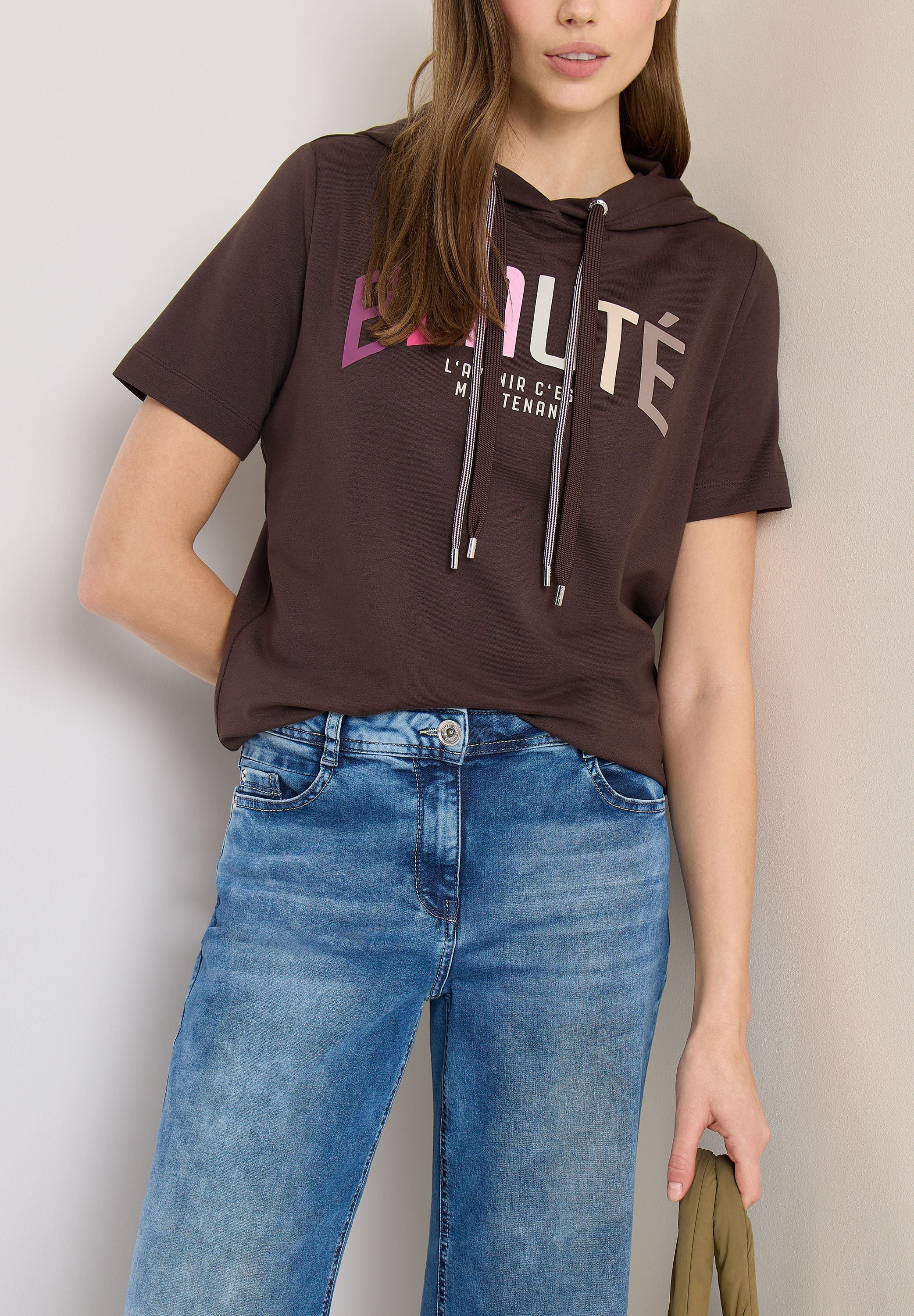 T-Shirt Regular Fit mit Kapuze