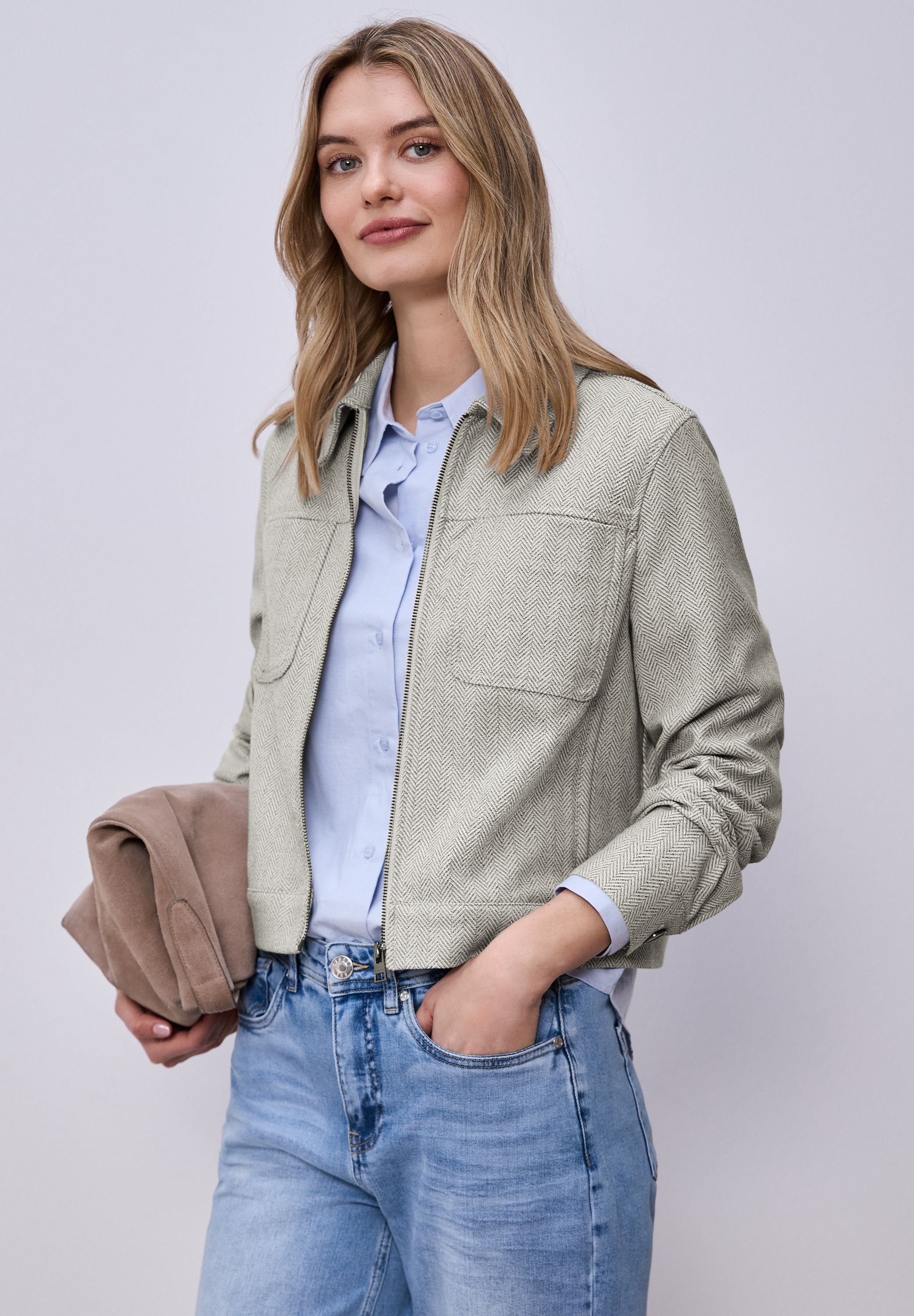 Jacke mit Fischgrätmuster