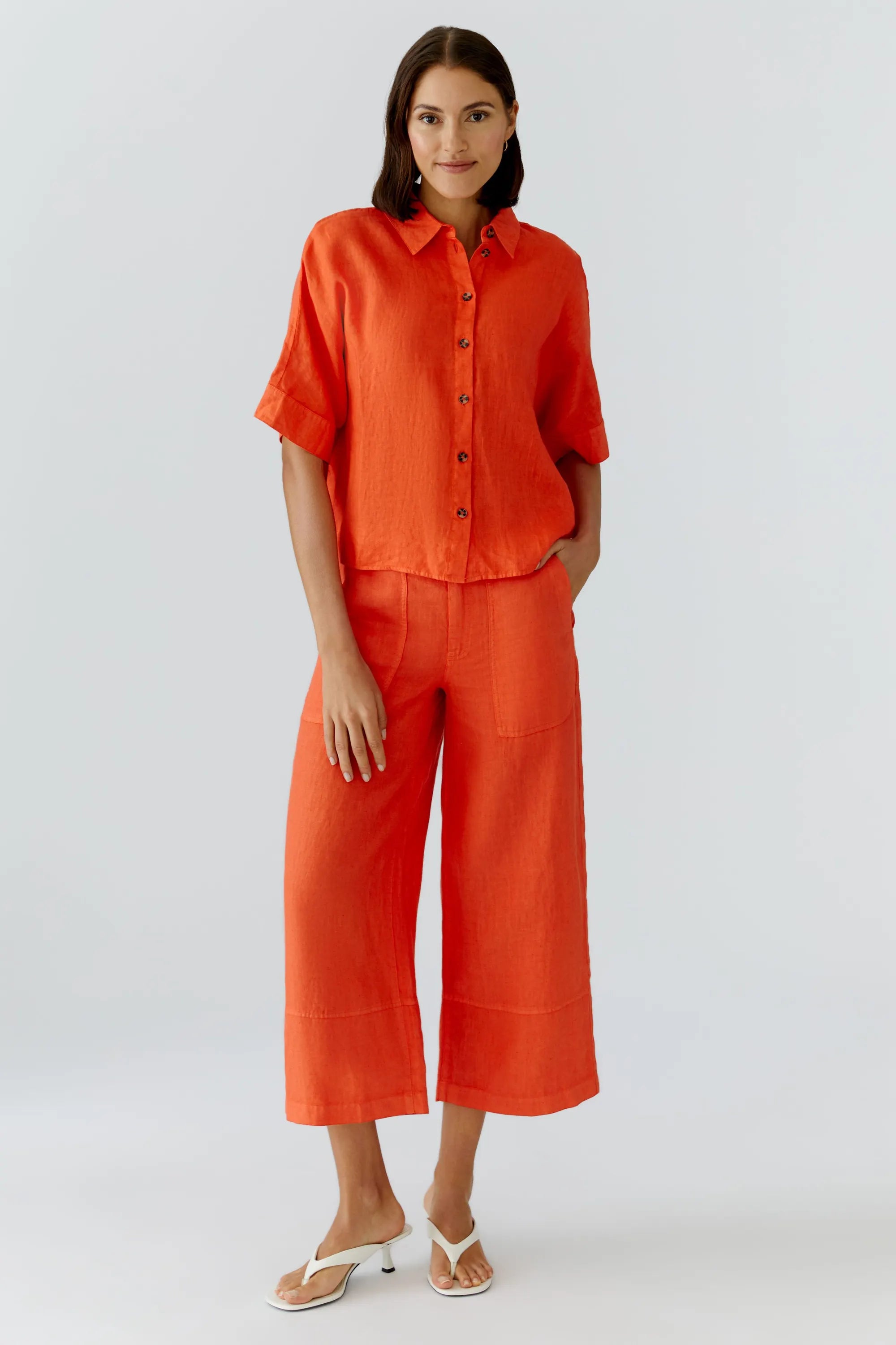 Leinenhose 3/4 Wide Leg