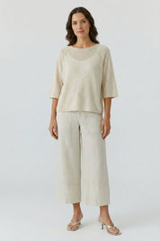Leinenhose 3/4 Wide Leg