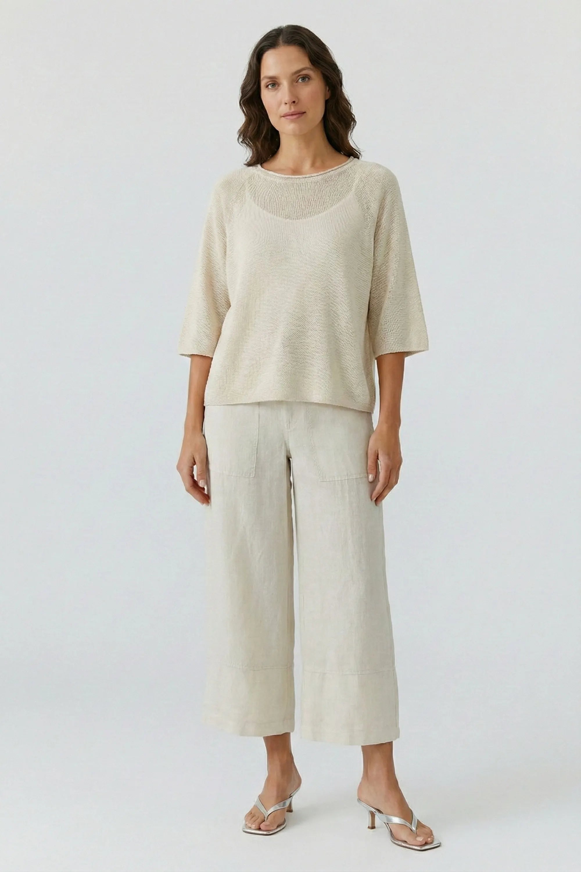 Leinenhose 3/4 Wide Leg