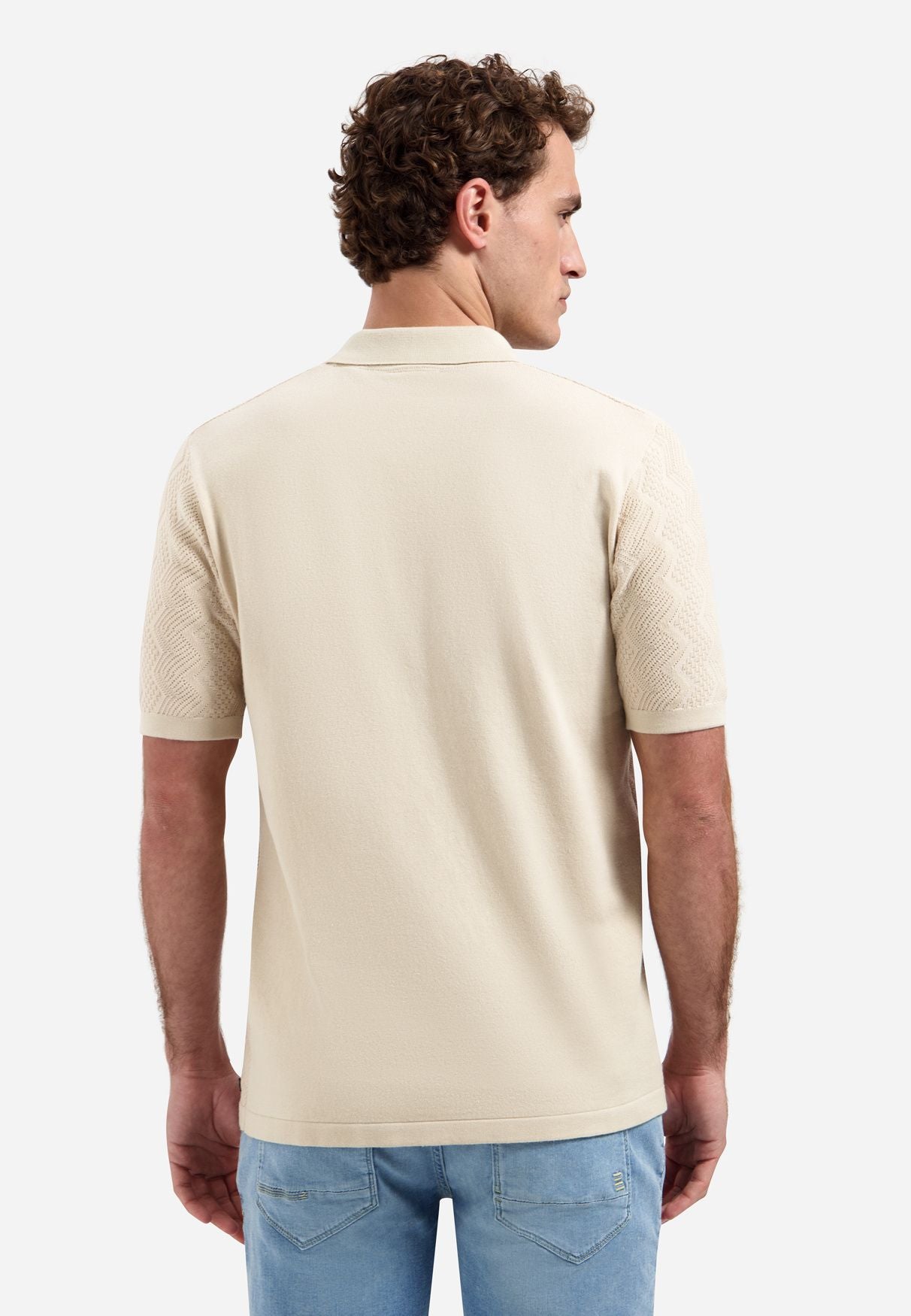 Strick-Poloshirt aus Baumwollmix