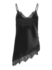 Satin-Top mit Spitzen Detail