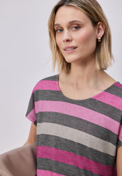 T-Shirt mit gerundetem V-Neck