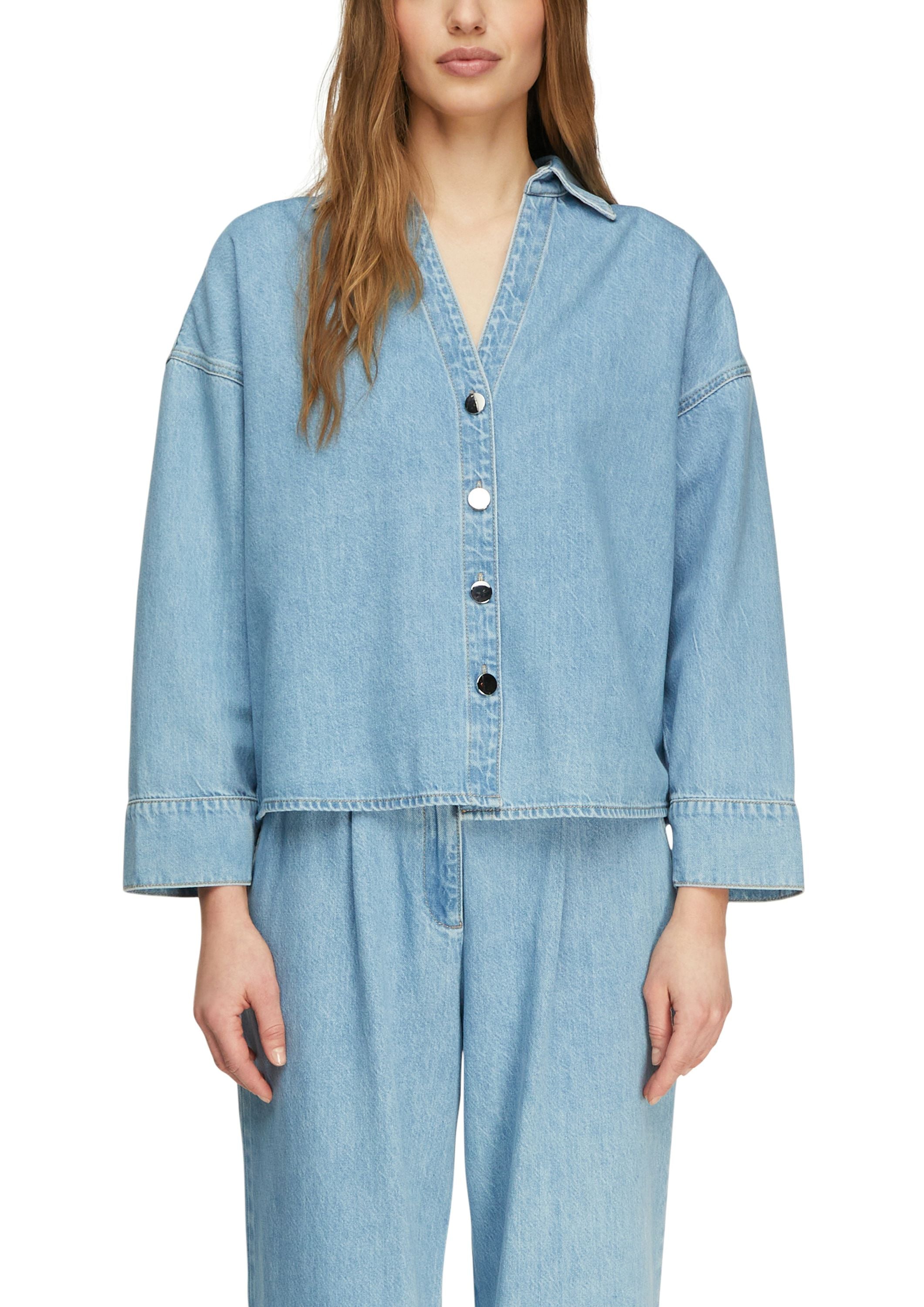 Jeansbluse aus Baumwollmix