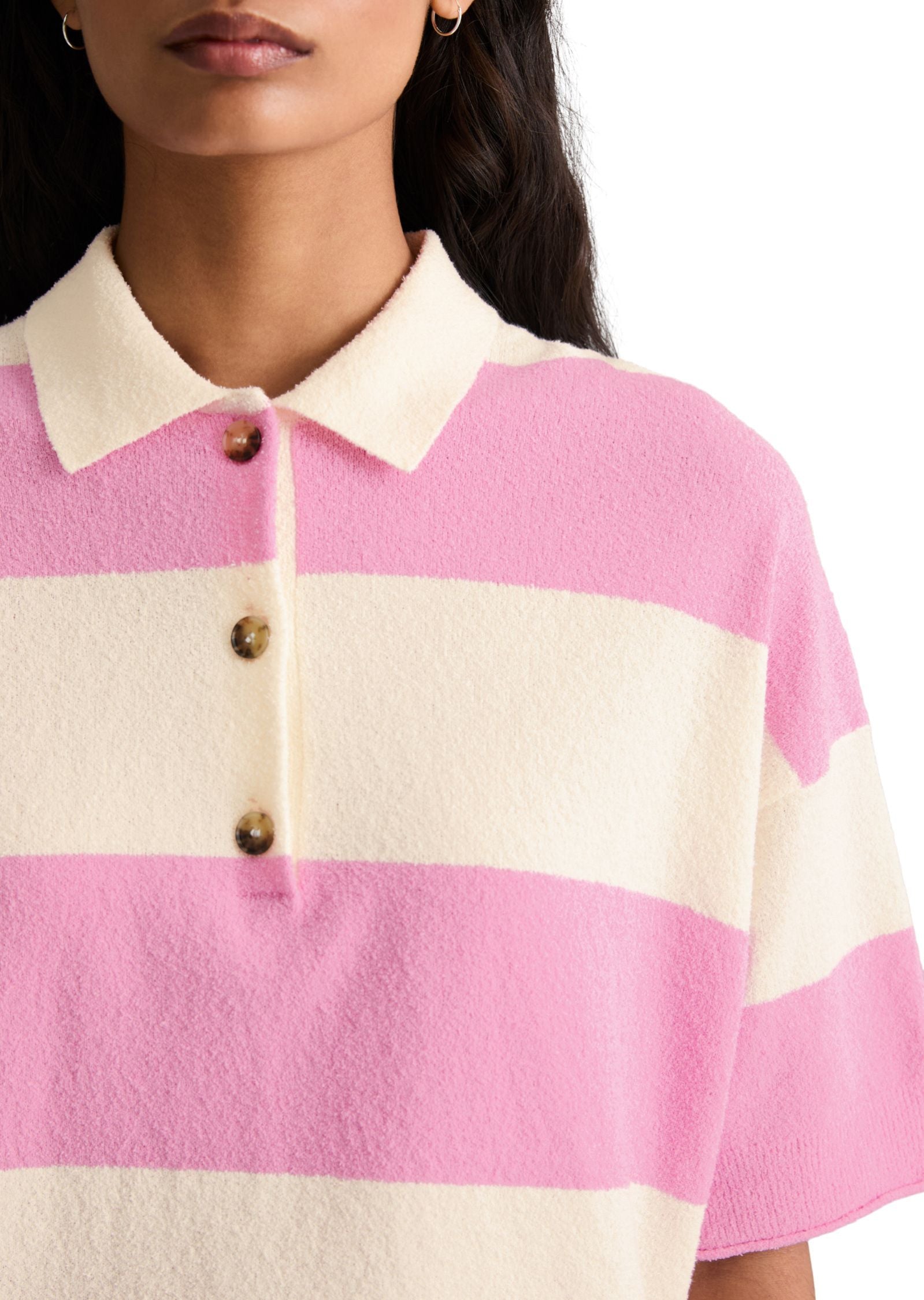 Strick-Poloshirt aus Baumwollmix