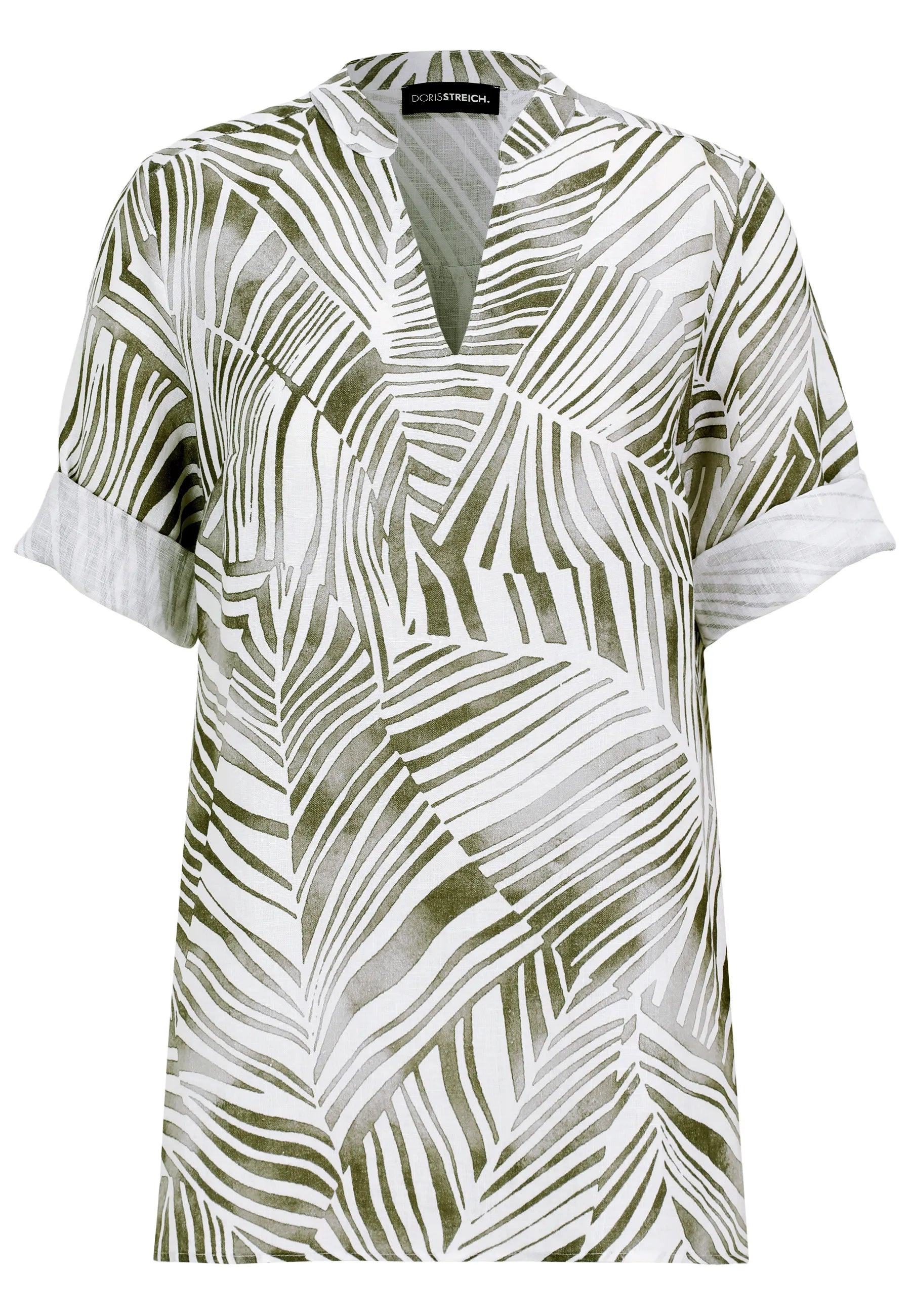 Leinenbluse mit Grafik-Print