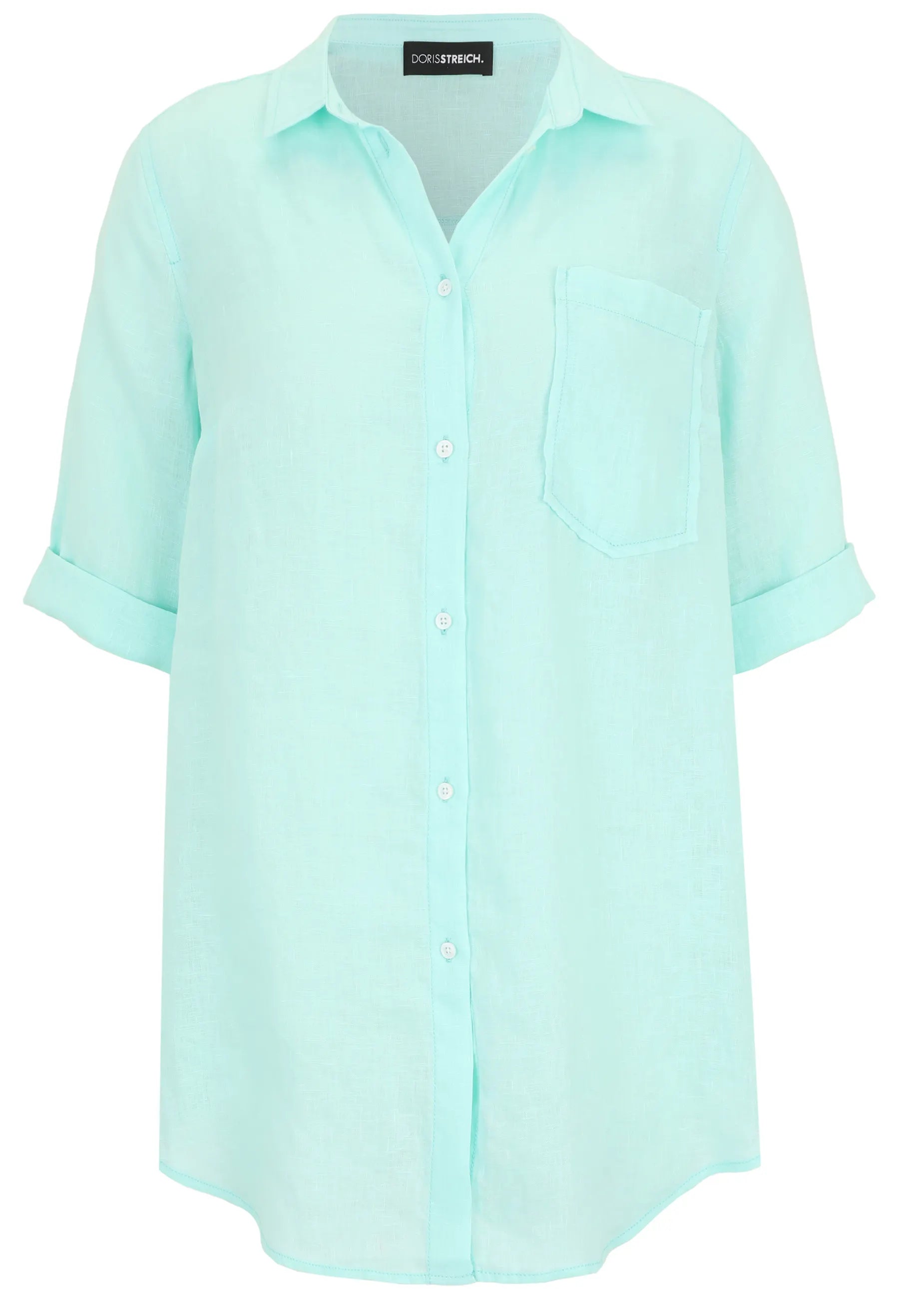 Leinenbluse mit V-Ausschnitt