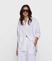 Bluse Oversized Fit aus Leinenmix