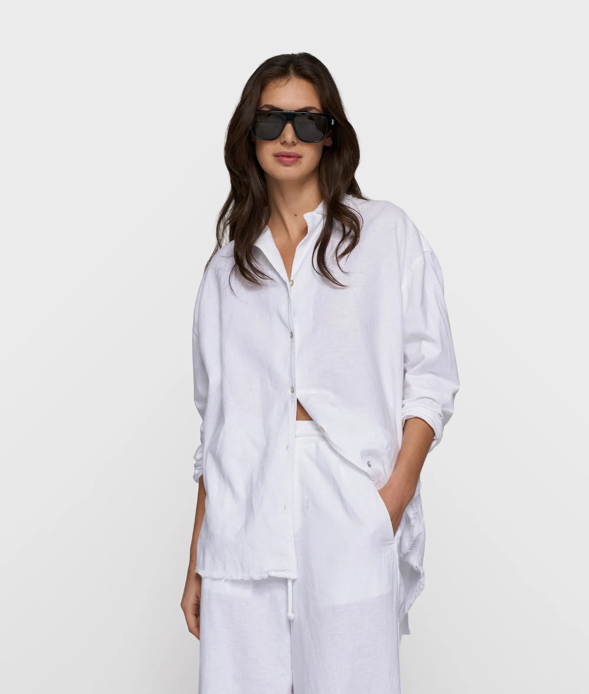 Bluse Oversized Fit aus Leinenmix