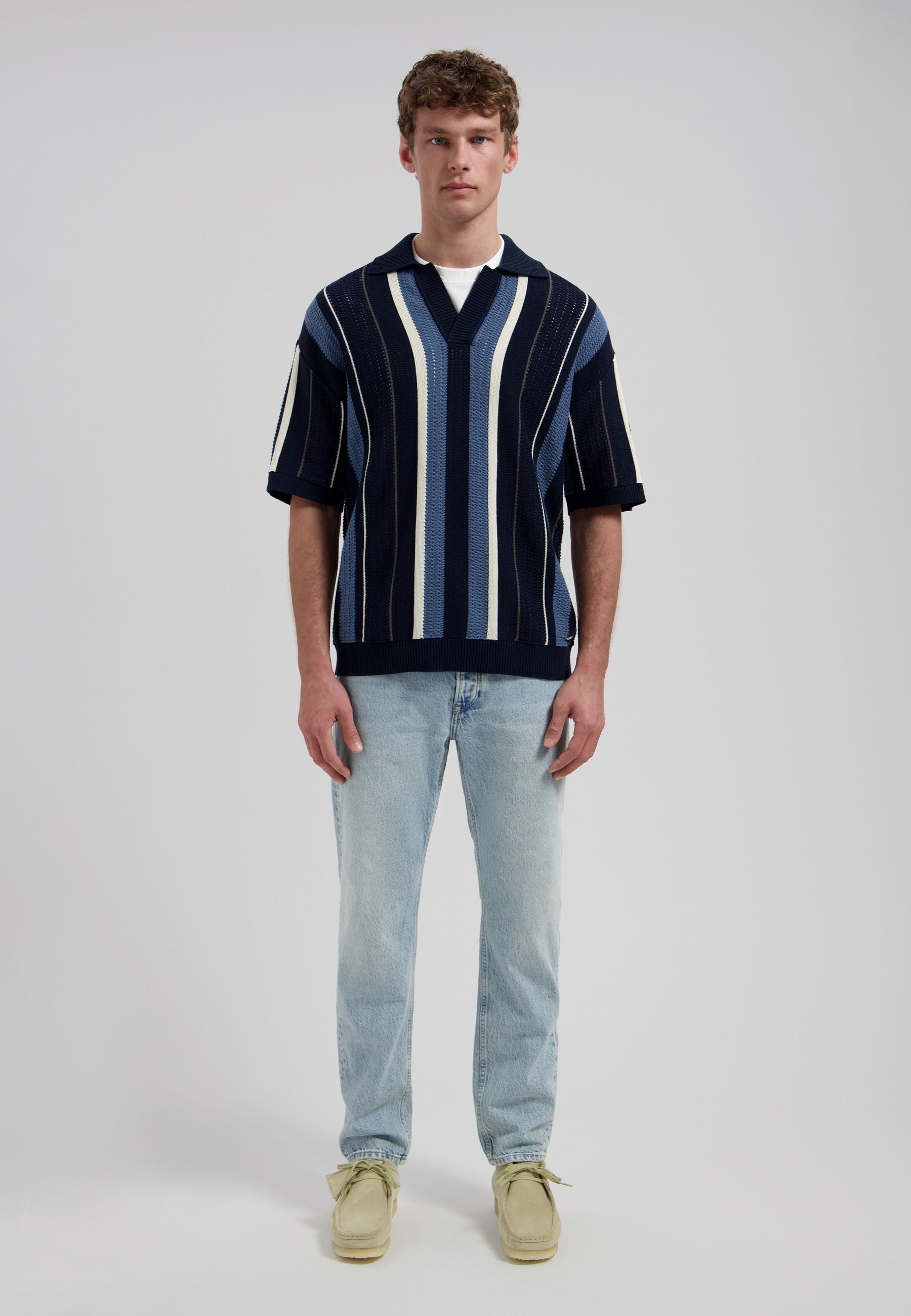 Strick-Poloshirt aus Leinen
