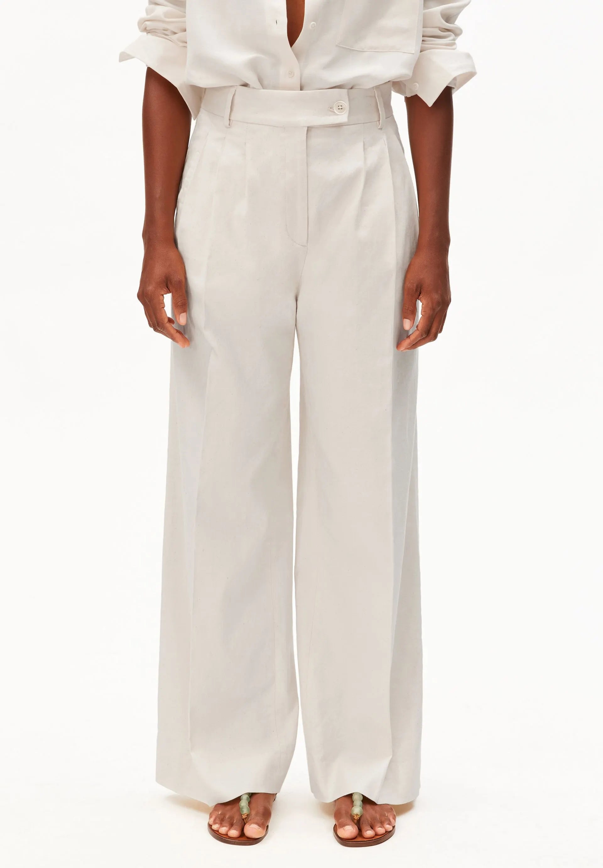 Hose aus Leinenmix Wide Leg