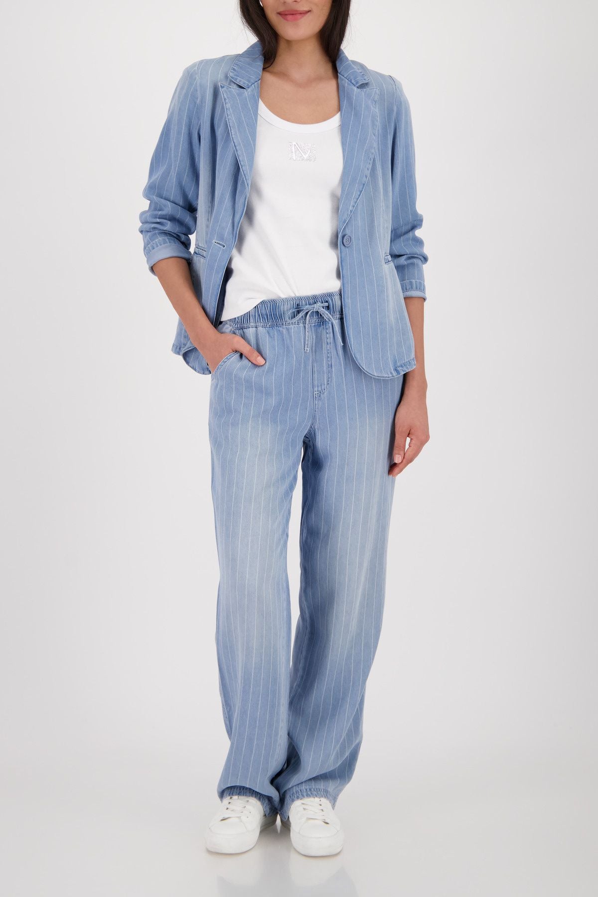 Jeans-Blazer gestreift