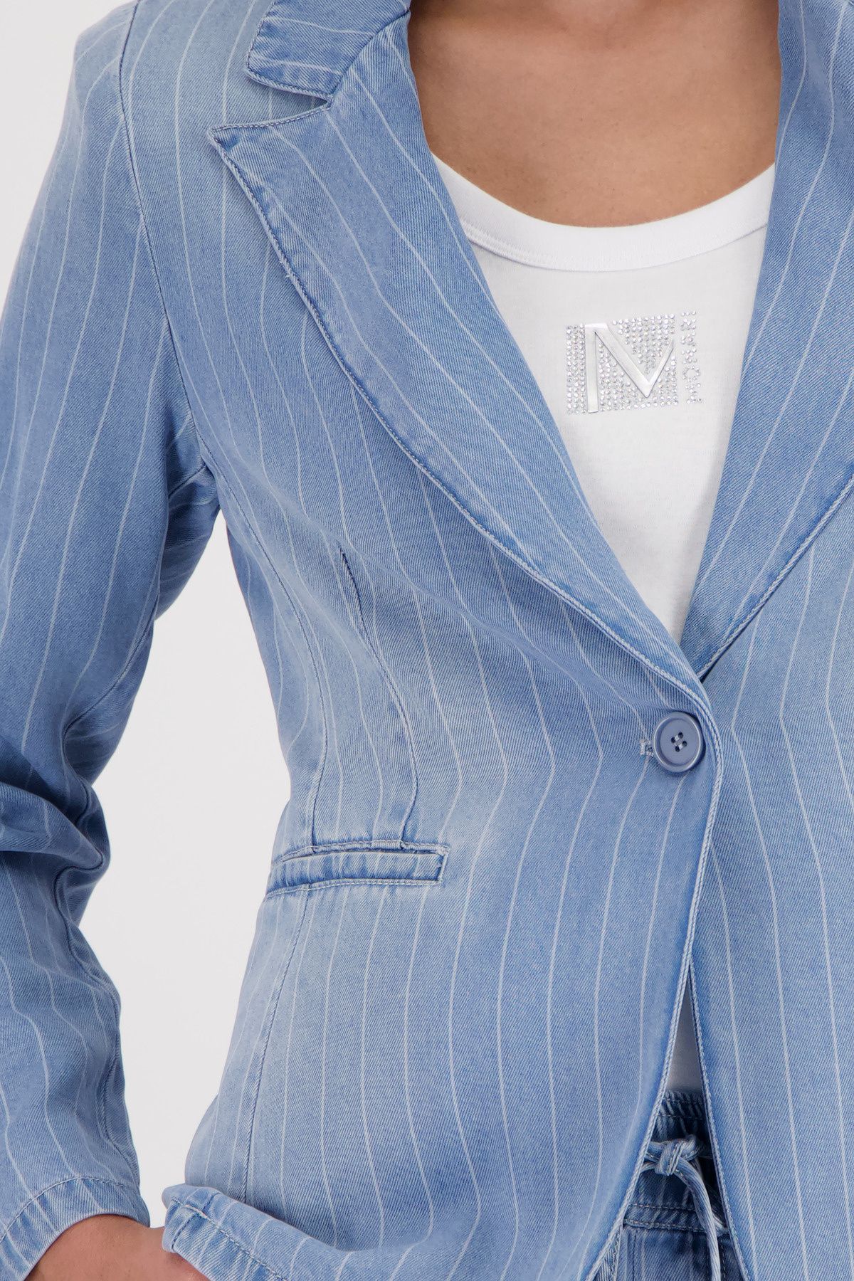 Jeans-Blazer gestreift