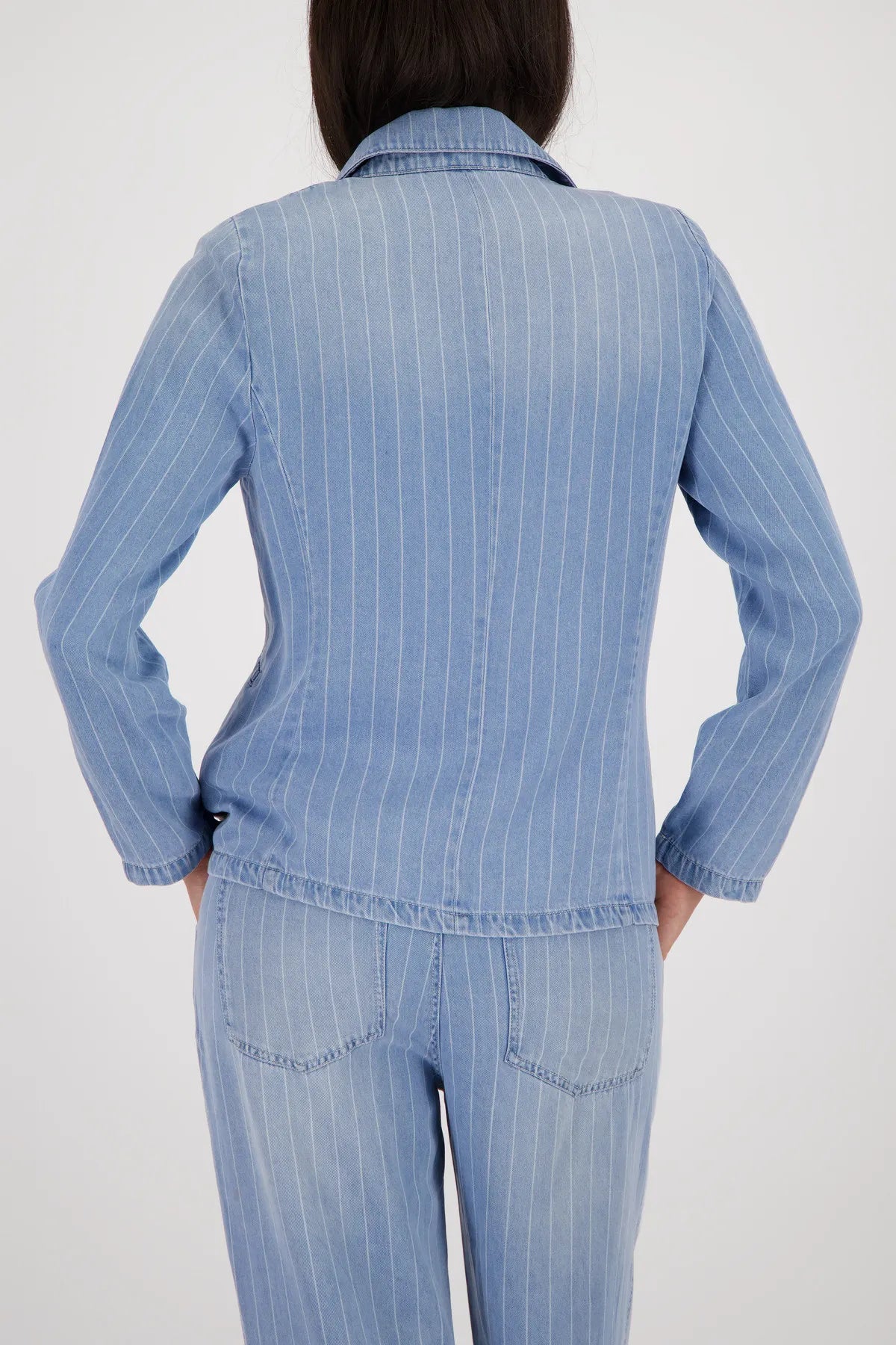 Jeans-Blazer gestreift