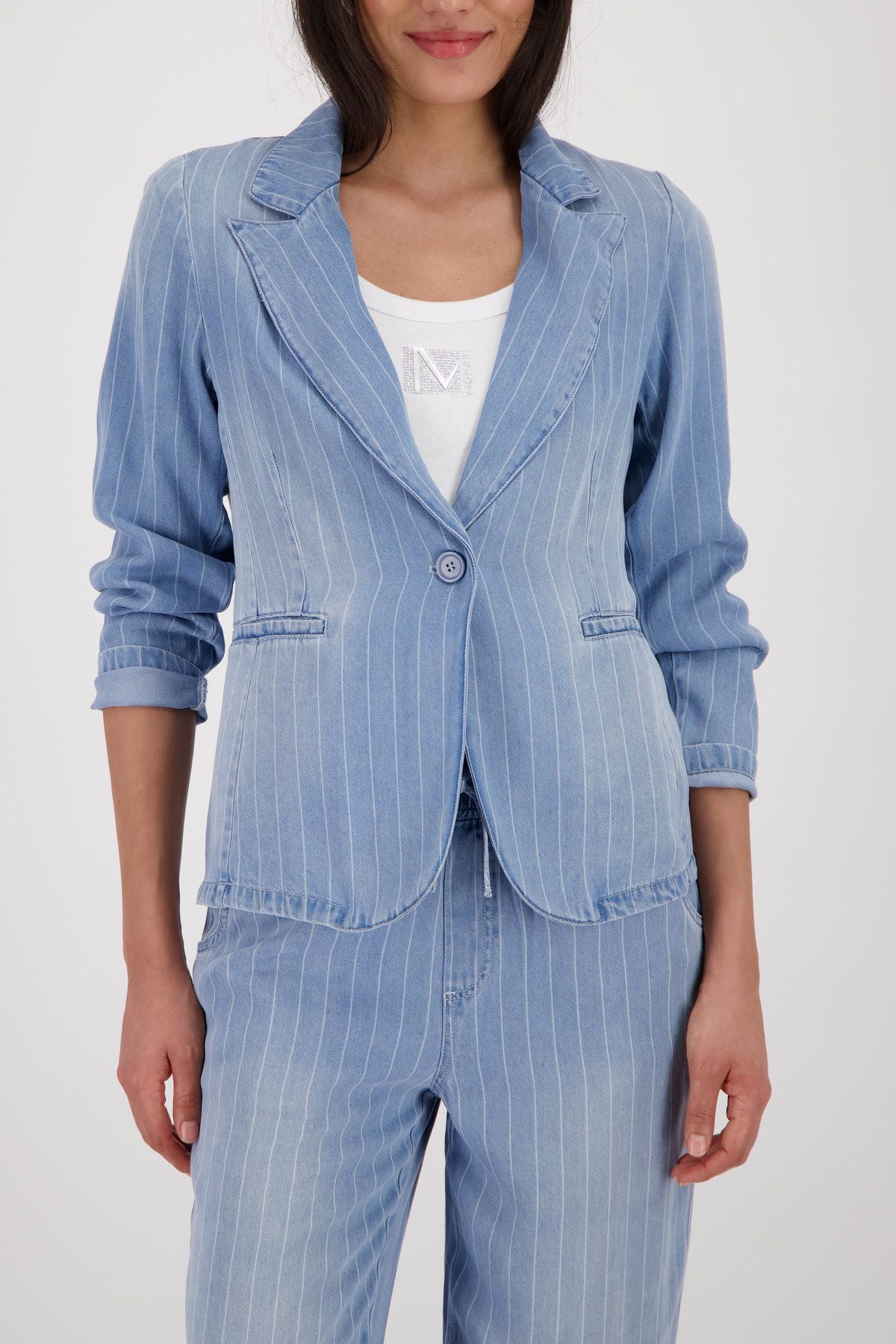 Jeans-Blazer gestreift