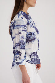 Bluse mit Print aus Baumwolle