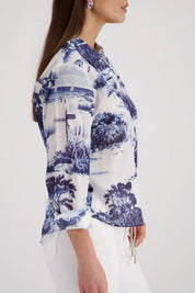 Bluse mit Print aus Baumwolle