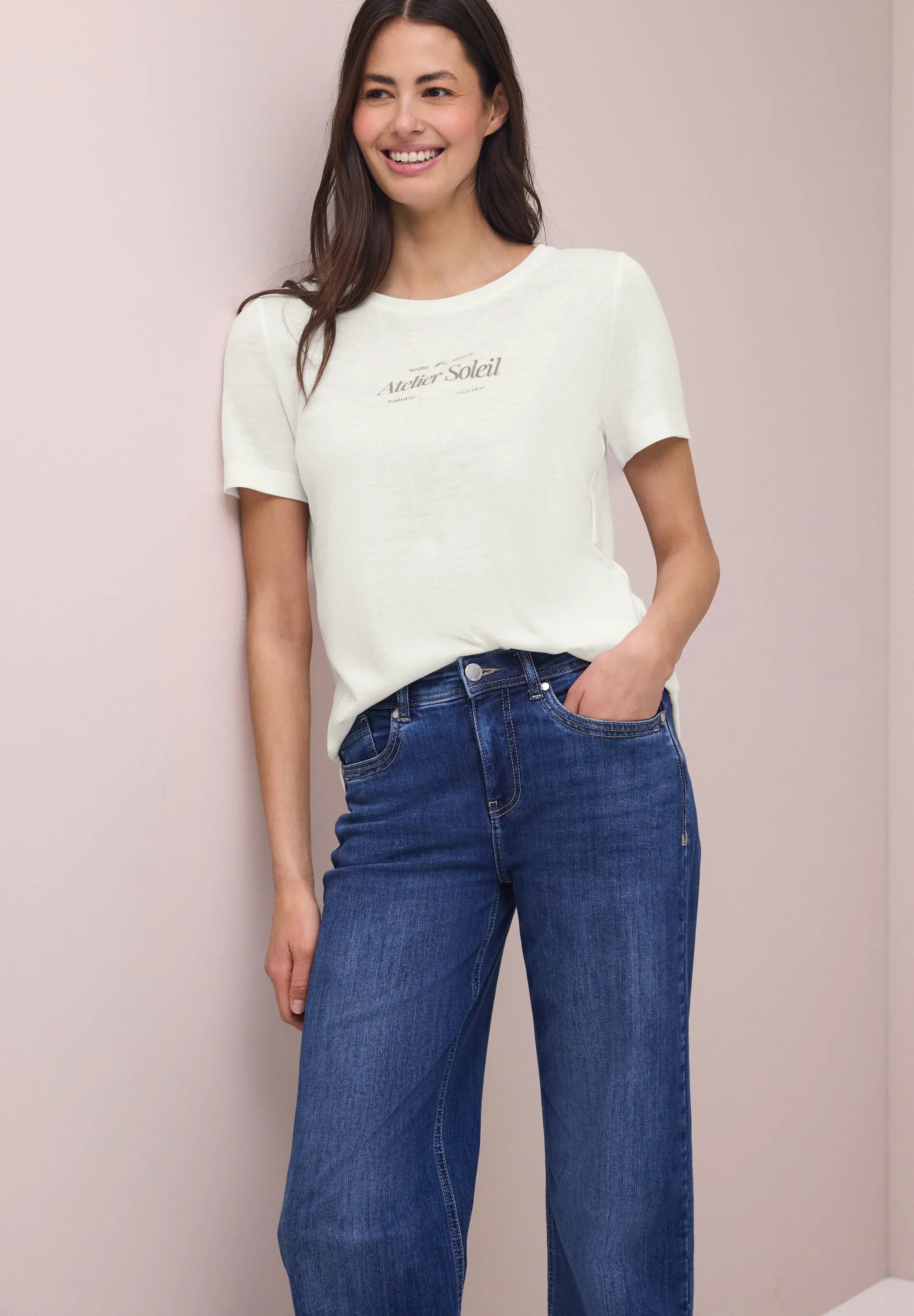 T-Shirt mit Rundhals und Wording