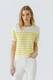 Pullover mit gestrickter Zitronenscheibe