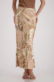 Satinrock Maxi mit Paisleymuster
