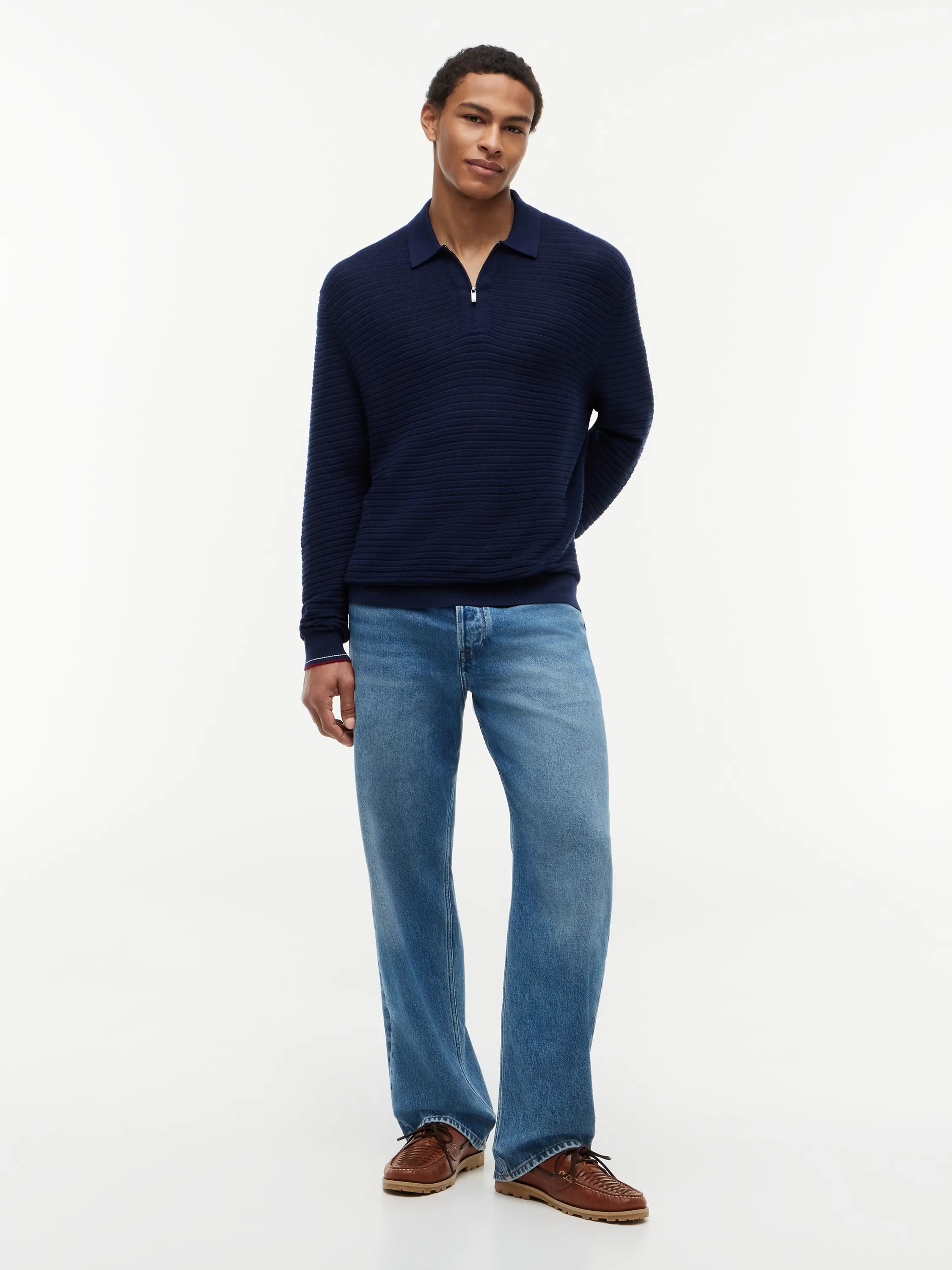 Strickpoloshirt aus Baumwollmix