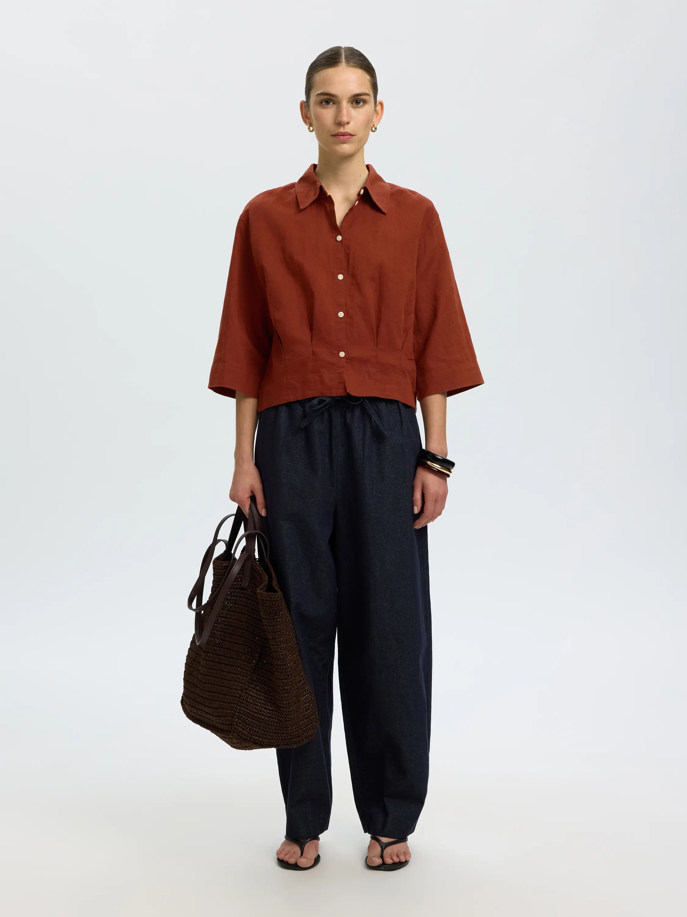 Bluse aus Leinenmix
