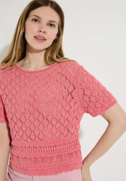 Ajour-Pullover aus Baumwollmix