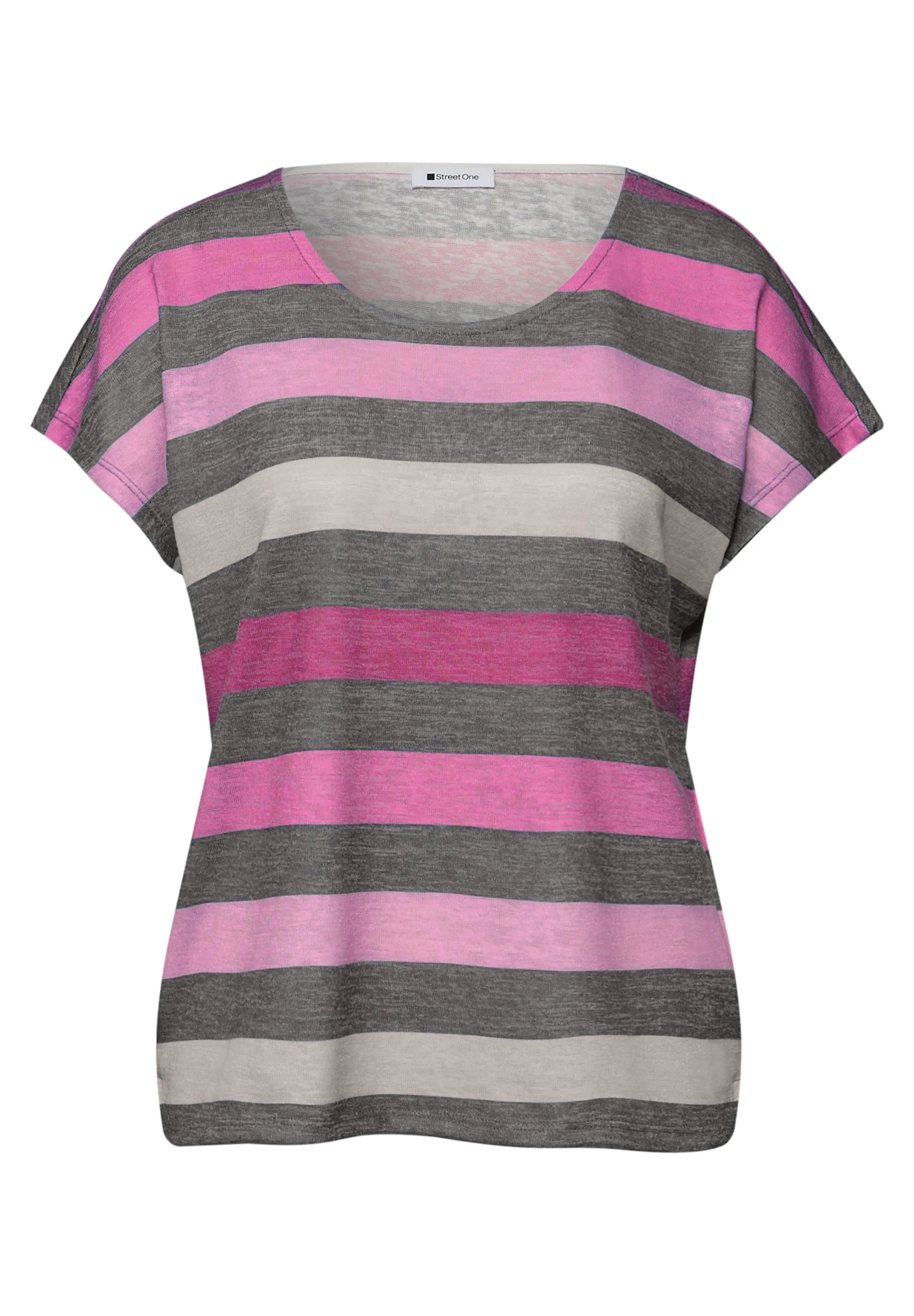 T-Shirt mit gerundetem V-Neck