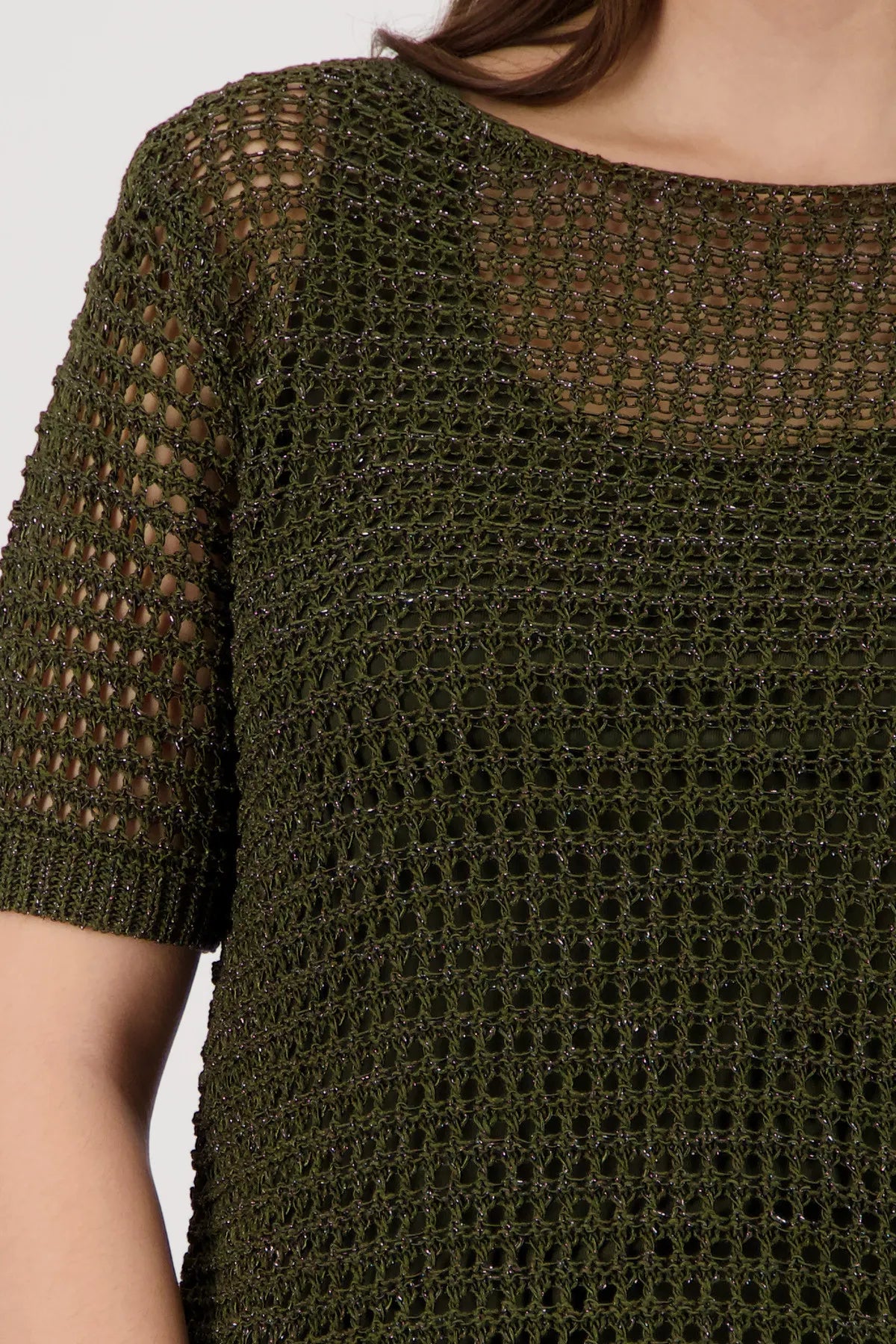Strickpullover mir Ajour-Struktur und Glitzer