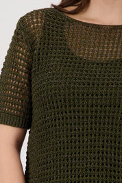 Strickpullover mir Ajour-Struktur und Glitzer