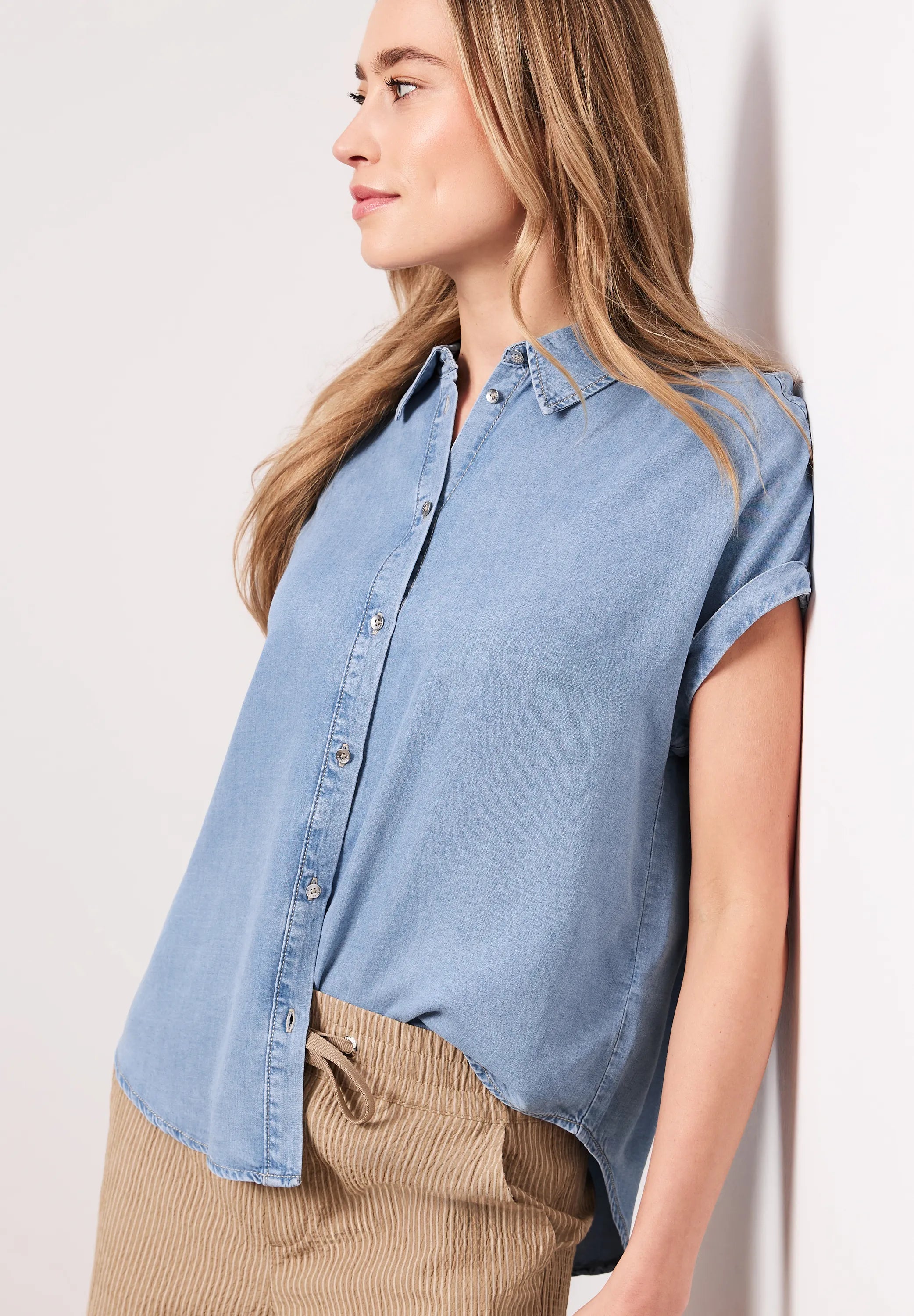 Bluse im Denim-Look