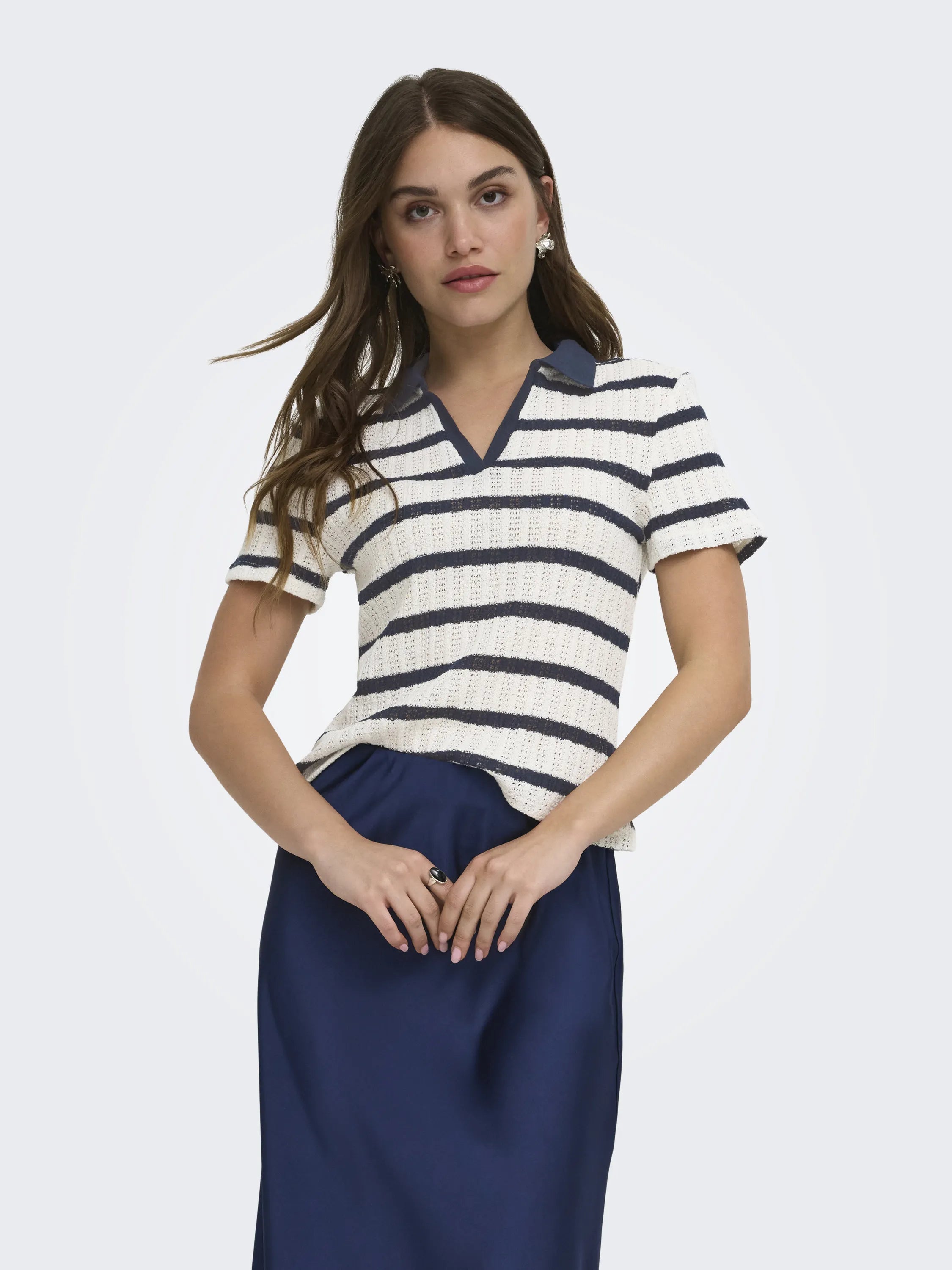 Strick-Poloshirt aus Baumwollmix
